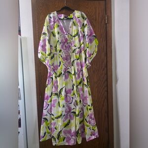 Eloquii Floral Long Sleeve Dress - Pink and Green NWT